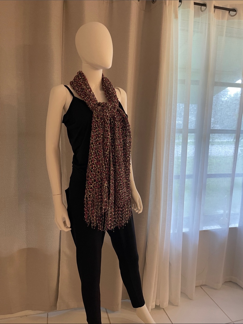 Women's Multicolor Knit Fringe Scarf - Brand: